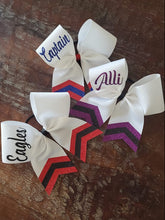 Load image into Gallery viewer, White chevron hair bows with personalized names