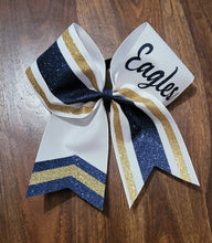 Load image into Gallery viewer, Striped Chevron Tail Cheer/Softball/Dance Bow with Name