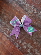 Load image into Gallery viewer, FULL Glitter MINI Bow Key-chain with Name and Sports Symbol