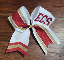 Load image into Gallery viewer, Striped Chevron Tail Cheer/Softball/Dance Bow with Name