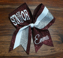 Load image into Gallery viewer, FULL Glitter Senior Cheer /Dance Bow with Year and Name