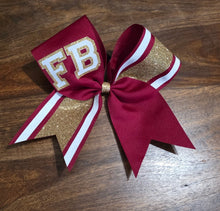 Load image into Gallery viewer, Striped Cheer/Softball/Dance Bow with Name