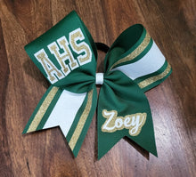 Load image into Gallery viewer, Striped Cheer/Softball/Dance Bow with 2 Names