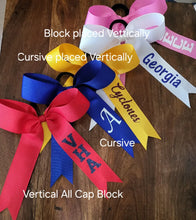 Load image into Gallery viewer, Long Tailed Bow with Name on Tail