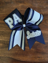 Load image into Gallery viewer, Striped Cheer/Softball/Dance Bow with 2 Names