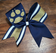 Load image into Gallery viewer, Striped Cheer/Softball/Dance Bow with Name