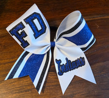 Load image into Gallery viewer, Striped Cheer/Softball/Dance Bow with 2 Names