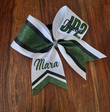 Load image into Gallery viewer, Striped Chevron Tail Cheer Bow with Names