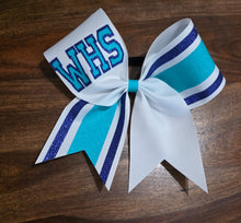 Load image into Gallery viewer, Striped Cheer/Softball/Dance Bow with Name