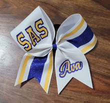 Load image into Gallery viewer, Striped Cheer/Softball/Dance Bow with 2 Names