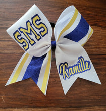 Load image into Gallery viewer, Striped Cheer/Softball/Dance Bow with 2 Names