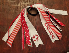 Load image into Gallery viewer, Soccer Spirit Ribbons/Hair Streamers with Name and Number