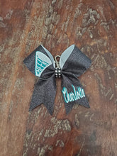 Load image into Gallery viewer, FULL Glitter MINI Bow Key-chain with Name and Sports Symbol