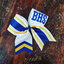 Load image into Gallery viewer, Striped Chevron Tail Cheer/Softball/Dance Bow with Name