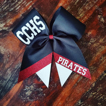 Load image into Gallery viewer, Custom Cheer/Senior/Softball Bow with Name and Striped tail