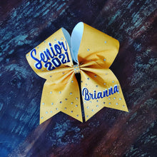 Load image into Gallery viewer, FULL Glitter Senior Bow with Rhinestones and Name