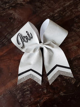 Load image into Gallery viewer, FULL Glitter Chevron Tail Cheer/Dance/Competition Bow with 2 Names.