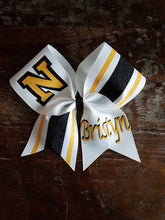 Load image into Gallery viewer, Striped Cheer/Softball/Dance Bow with 2 Names