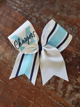 Load image into Gallery viewer, Striped Cheer/Softball/Dance Bow with Name