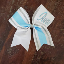 Load image into Gallery viewer, Striped Cheer/Softball/Dance Bow with Name
