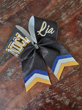 Load image into Gallery viewer, FULL Glitter Rhinestone Chevron Tail Cheer Bow with Name