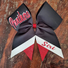 Load image into Gallery viewer, Custom Cheer/Senior/Softball Bow with Name and Striped tail
