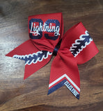 Red and Navy Softball bow with 3 names