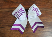 Load image into Gallery viewer, Custom Cheer/ Softball/ Dance Bow with Chevron Tail and 2 Names
