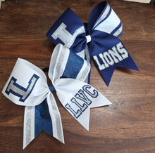 Load image into Gallery viewer, Striped Cheer/Softball/Dance Bow with 2 Names
