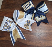 Load image into Gallery viewer, Striped Cheer/Softball/Dance Bow with 2 Names
