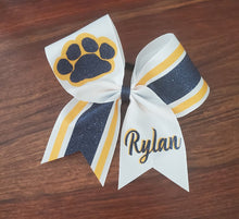 Load image into Gallery viewer, Striped Cheer/Softball/Dance Bow with 2 Names
