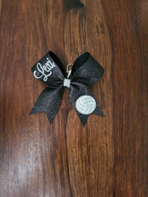Load image into Gallery viewer, FULL Glitter MINI  Bow Key-chain with Name and Sports Symbol
