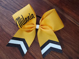 Custom Purple/Orange/Yellow Cheer/Dance/ Softball Bow with Name