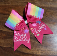 Load image into Gallery viewer, Art Theme Birthday Cheer Bow with Name
