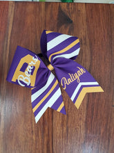 Load image into Gallery viewer, Striped Cheer/Softball/Dance Bow with Name.
