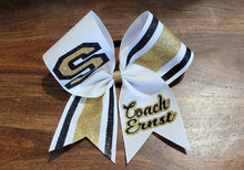Load image into Gallery viewer, Striped Cheer/Softball/Dance Bow with 2 Names
