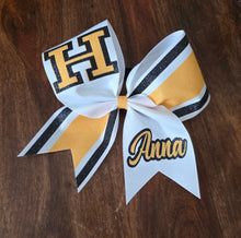 Load image into Gallery viewer, Striped Cheer/Softball/Dance Bow with 2 Names
