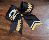 Black and athletic yellow Softball hair bow with custom name and number