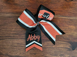 Striped Chevron Tail Cheer/Softball/Dance Bow with Names