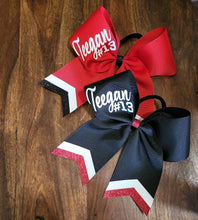 Load image into Gallery viewer, Chevron Tail Cheer /Softball/Dance Bow with 1 Name
