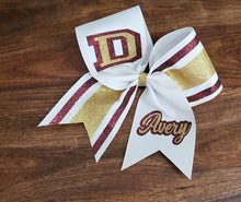 Load image into Gallery viewer, Striped Cheer/Softball/Dance Bow with 2 Names
