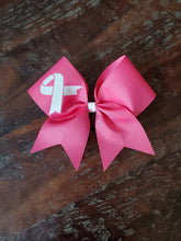 Load image into Gallery viewer, Cancer Awareness Ribbon Cheer/Dance/Softball bow.
