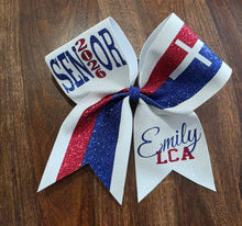 Load image into Gallery viewer, FULL Glitter Senior Cheer /Dance Bow with Year and Name
