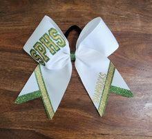 Load image into Gallery viewer, Chevron Tail Cheer/Softball/Dance Bow with 2 Names
