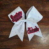 FULL Glitter Senior Cheer /Dance Bow with Rhinestones and Name
