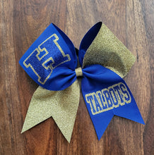 Load image into Gallery viewer, Half Glitter Cheer/Softball/Dance Bow with 2 Names
