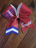 FULL Glitter Chevron Tail Senior Cheer Bow with Name