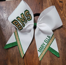 Load image into Gallery viewer, Chevron Tail Cheer/Softball/Dance Bow with 2 Names
