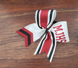 Striped Chevron Tail Cheer Bow/Softball Bow/Dance Bow with Name