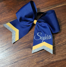 Load image into Gallery viewer, Chevron Tail Cheer /Softball/Dance Bow with 1 Name
